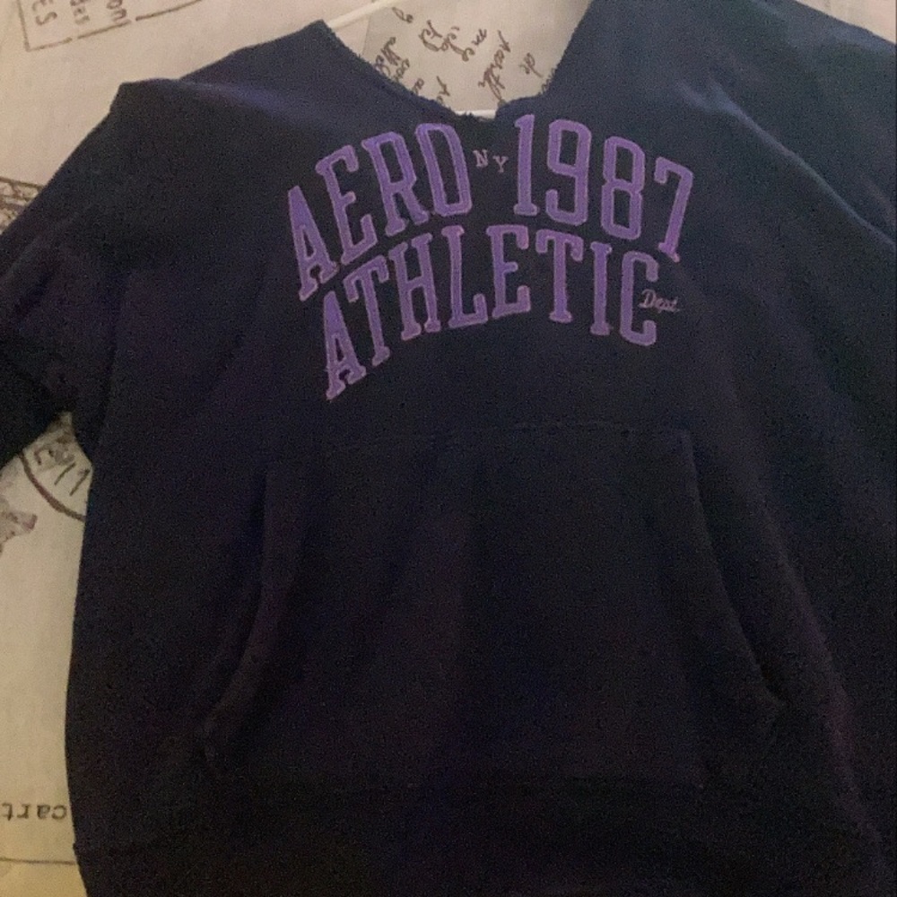 Aeropostale navy blue & purple font hoodie .